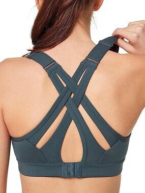 High Impact Sports Bra, Adjustable Criss Cross Back, Full Support for Large